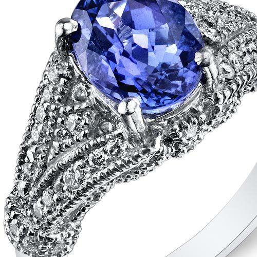 Tanzanite Ring 14 Karat White Gold Oval Shape 2.07 Carats