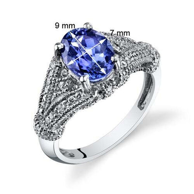 Tanzanite Ring 14 Karat White Gold Oval Shape 2.07 Carats