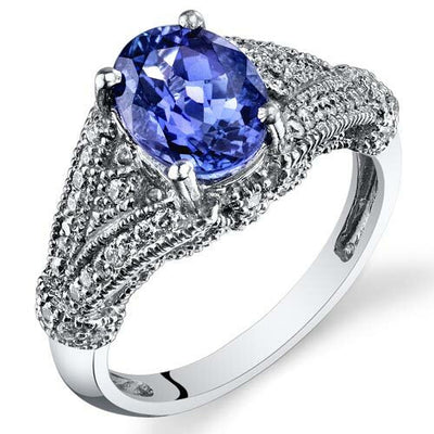 Tanzanite Ring 14 Karat White Gold Oval Shape 2.07 Carats