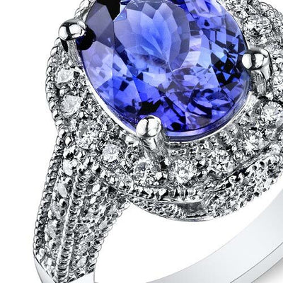 Tanzanite Ring 14 Karat White Gold Oval Shape 4 Carats