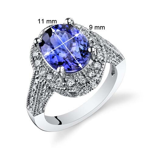 Tanzanite Ring 14 Karat White Gold Oval Shape 4 Carats