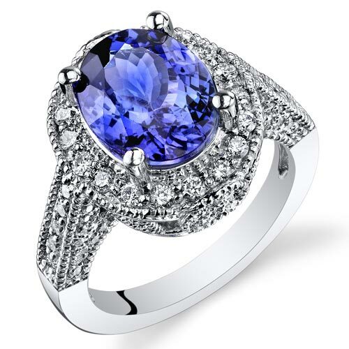 Tanzanite Ring 14 Karat White Gold Oval Shape 4 Carats