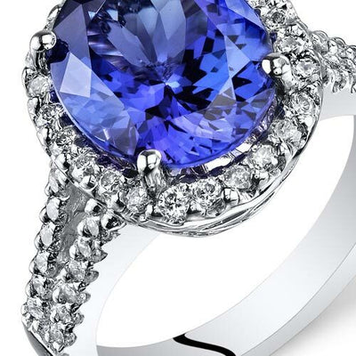 Tanzanite Ring 14 Karat White Gold Oval Shape 5 Carats