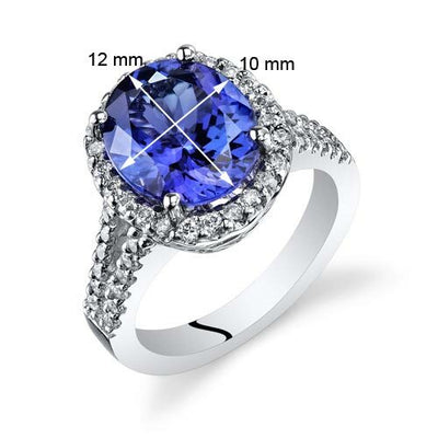 Tanzanite Ring 14 Karat White Gold Oval Shape 5 Carats