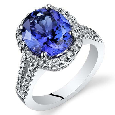 Tanzanite Ring 14 Karat White Gold Oval Shape 5 Carats