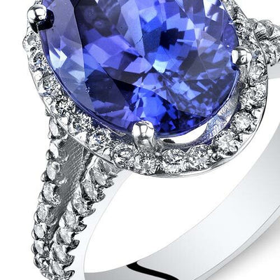 Tanzanite Ring 14 Karat White Gold Oval Shape 5.64 Carats