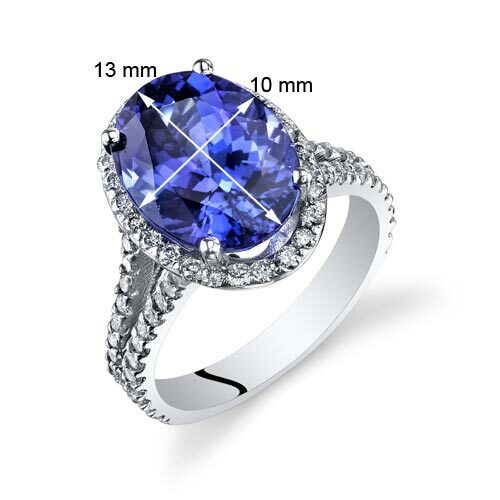 Tanzanite Ring 14 Karat White Gold Oval Shape 5.64 Carats