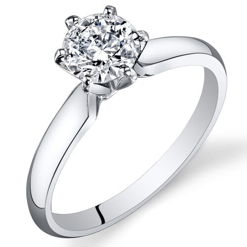 Diamond Solitaire Ring 14K White Gold 0.92 Carats IGI Certified