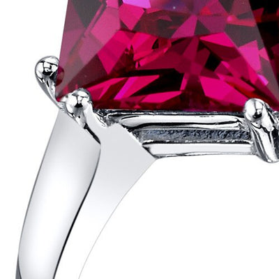 14K White Gold Created Ruby Solitaire Ring 3.25 Carat Princess Cut