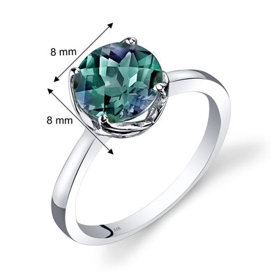 14K White Gold Created Alexandrite Solitaire Ring 2.25 Carat Checkerboard Cut