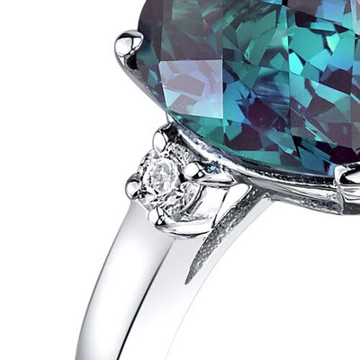 14K White Gold Created Alexandrite Diamond Tear Drop Ring 2.25 Carat