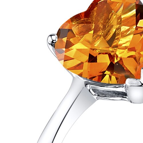 14K White Gold Citrine Heart Solitaire Ring 1.50 Carat