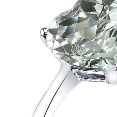 14K White Gold Green Amethyst Heart Solitaire Ring 1.50 Carat