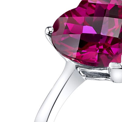 14K White Gold Created Ruby Heart Solitaire Ring 2.25 Carat