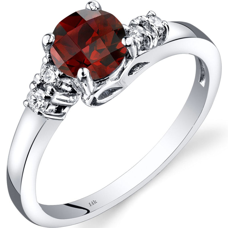 14K White Gold Garnet Diamond Solstice Ring
