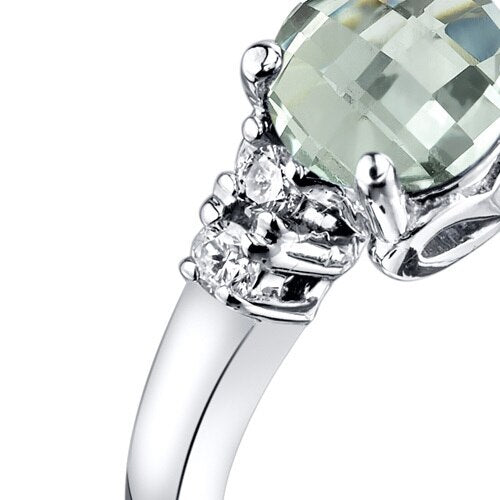14K White Gold Green Amethyst Diamond Solstice Ring