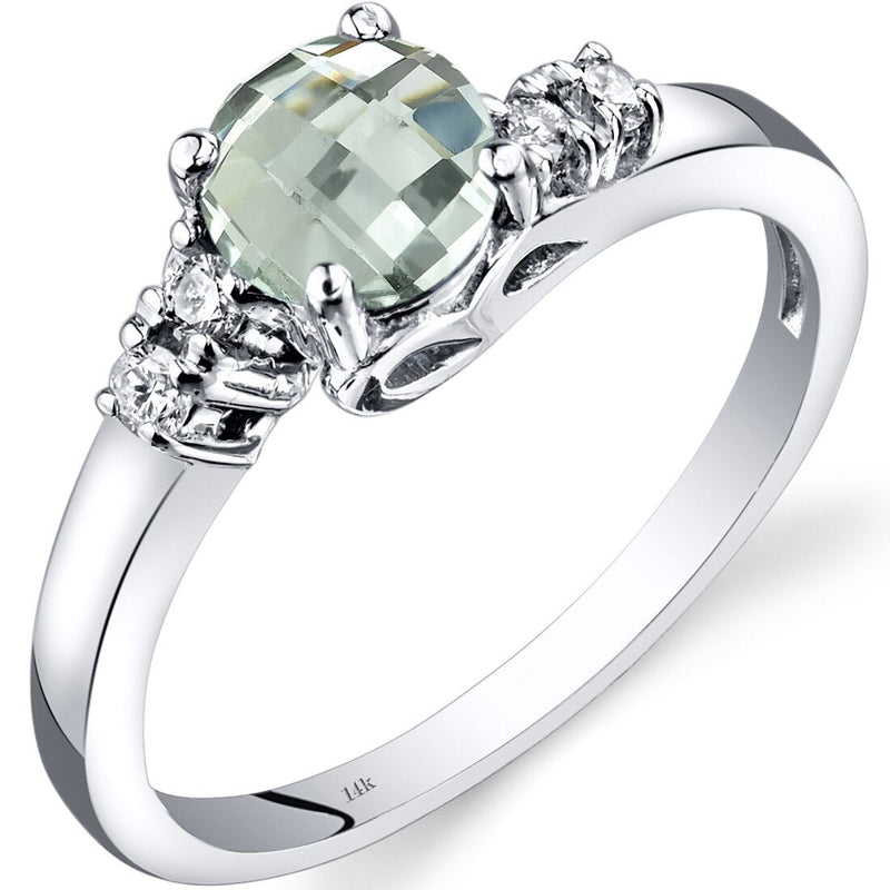 14K White Gold Green Amethyst Diamond Solstice Ring