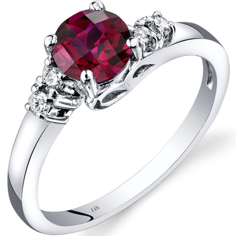 14K White Gold Created Ruby Diamond Solstice Ring