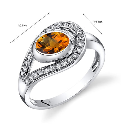 14K White Gold Citrine Diamond Infinity Ring 0.97 Carats Total