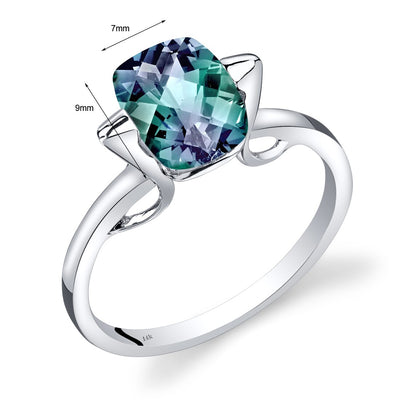 14K White Gold Created Alexandrite Minimalistic Solitaire Ring 2.5 Carats