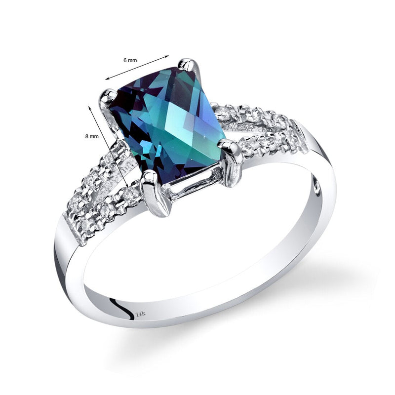 14K White Gold Created Alexandrite Diamond Venetian Ring 1.5 Carats Total