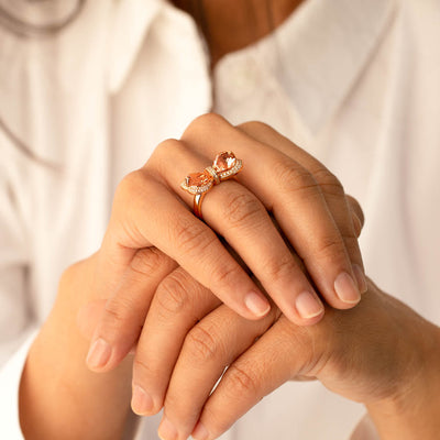 14K Rose Gold Morganite Diamond Ring 4.25 Carats Heart Shape