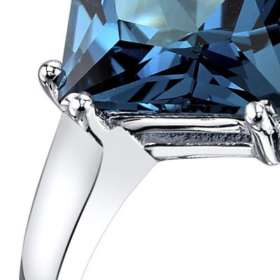 14K White Gold London Blue Topaz Solitaire Ring 2.75 Carats Princess Cut Sizes 5-9