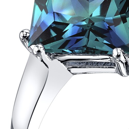 14K White Gold Created Alexandrite Solitaire Ring 2.75 Carats Princess Cut Sizes 5-9