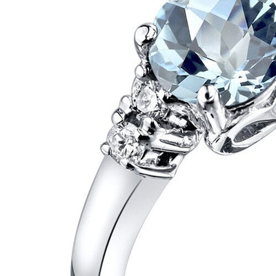 14K White Gold Aquamarine Diamond Solstice Ring 0.75 Carats Sizes 5-9