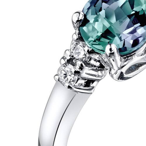 14K White Gold Created Alexandrite Diamond Solstice Ring 1.00 Carats Sizes 5-9