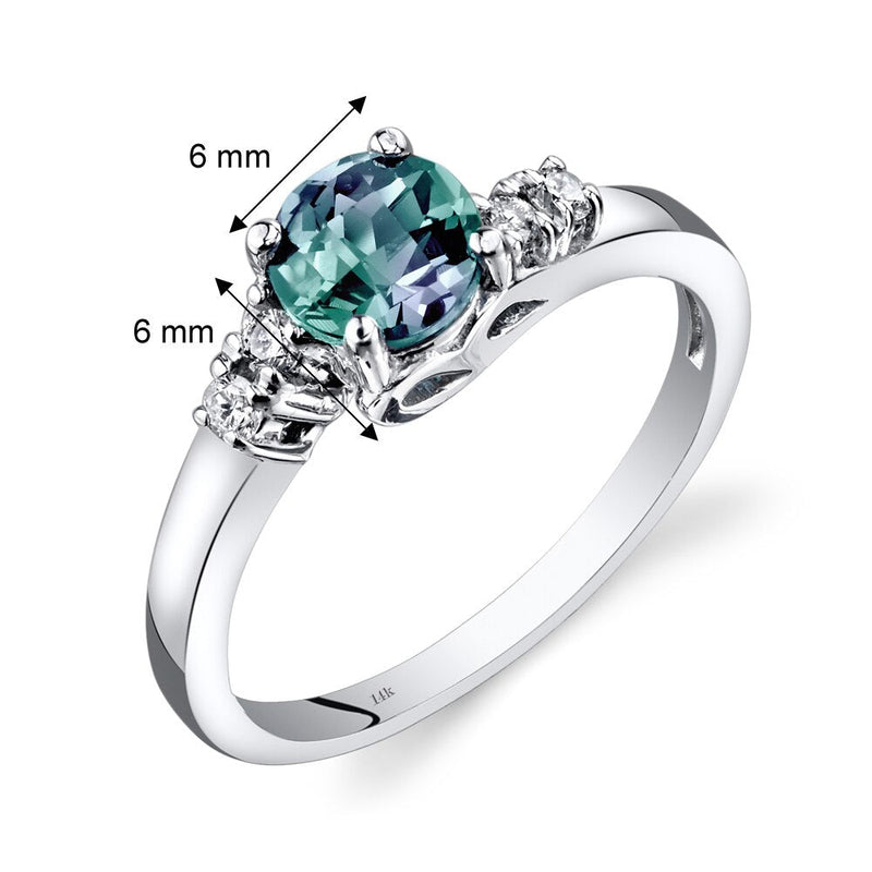 14K White Gold Created Alexandrite Diamond Solstice Ring 1.00 Carats Sizes 5-9