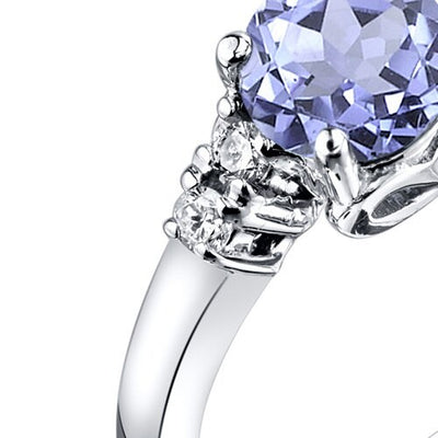 14K White Gold Tanzanite and Diamond Solstice Ring Sizes 0.75 Carats Sizes 5-9