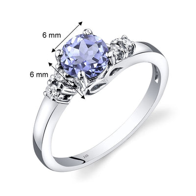 14K White Gold Tanzanite and Diamond Solstice Ring Sizes 0.75 Carats Sizes 5-9