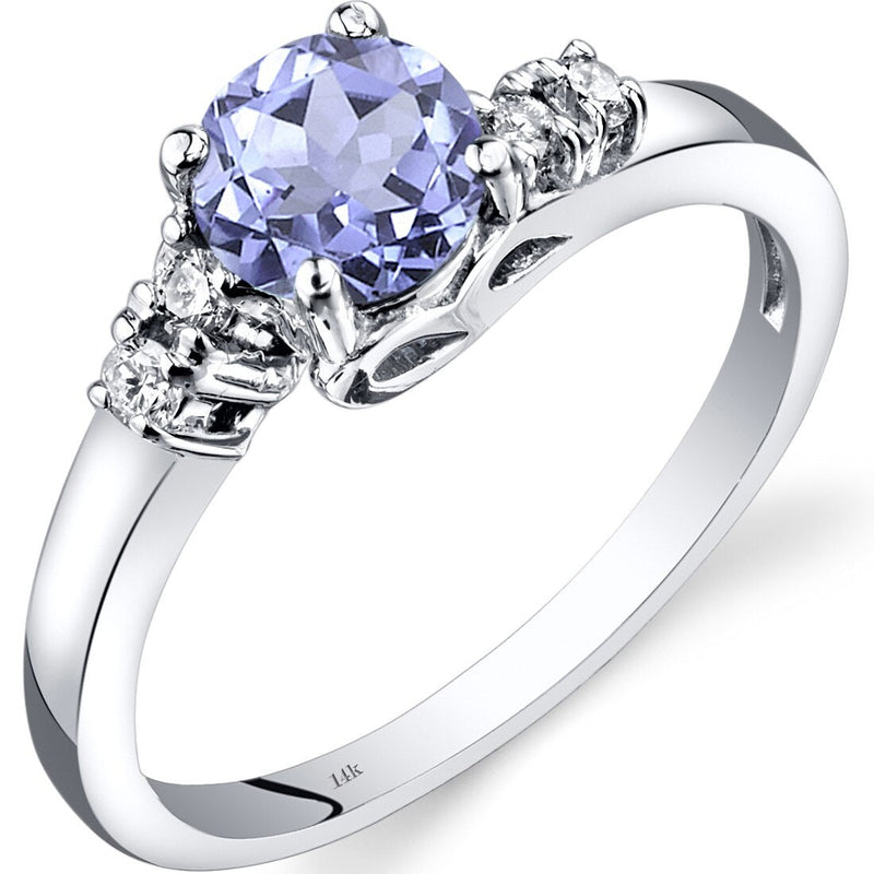 14K White Gold Tanzanite and Diamond Solstice Ring Sizes 0.75 Carats Sizes 5-9