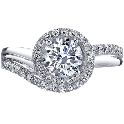 14K White Gold Engagement Ring 1.20 Carats Round Shape Sizes 4-10