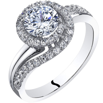 14K White Gold Engagement Ring 1.20 Carats Round Shape Sizes 4-10