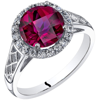 14K White Gold Created Ruby Galleria Ring 2.50 Carats Sizes 5-9