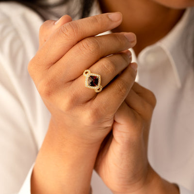 Garnet Ring 14K Yellow Gold Cushion Cut 2.50 Carats