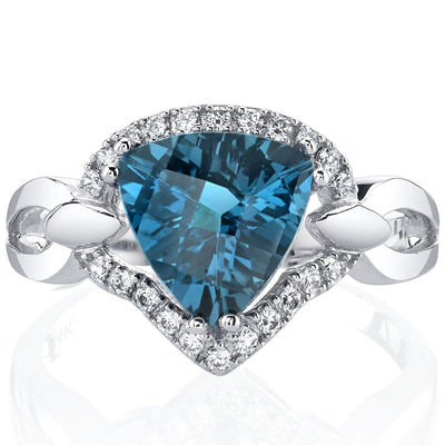 London Blue Topaz Regalia Ring 14K White Gold 2.50 Carats Trillion Cut