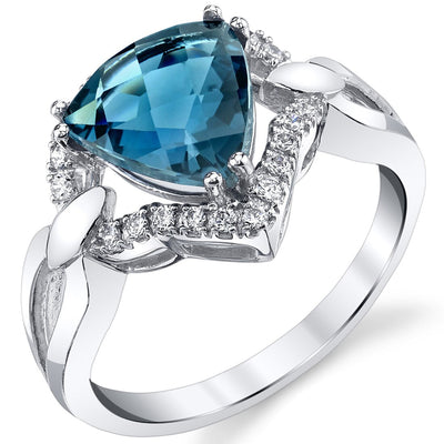 London Blue Topaz Regalia Ring 14K White Gold 2.50 Carats Trillion Cut