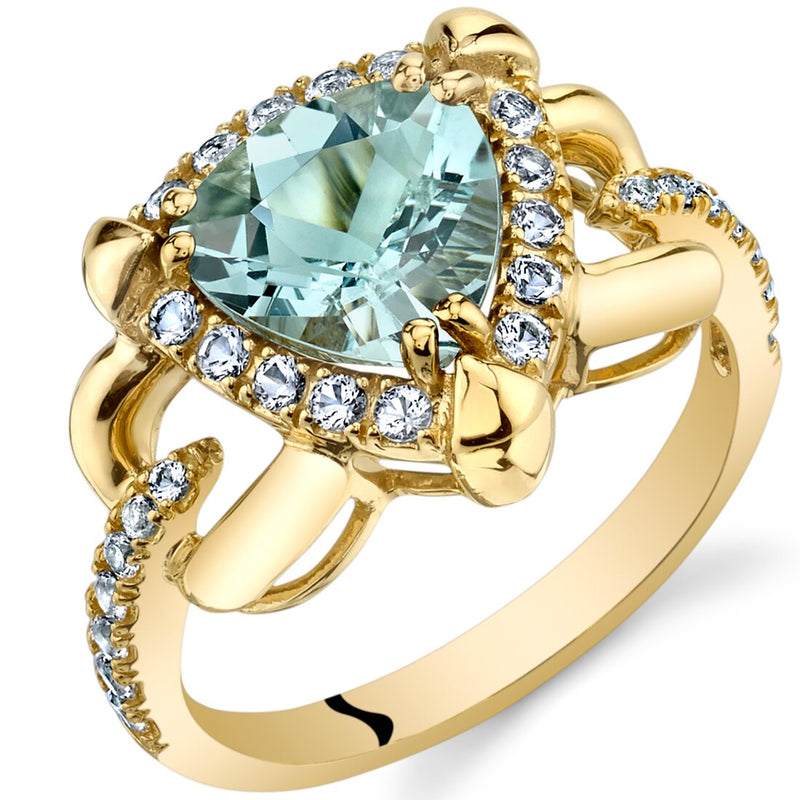 Aquamarine Homage Ring in 14K Yellow Gold 1.50 Carats Trillion Shape