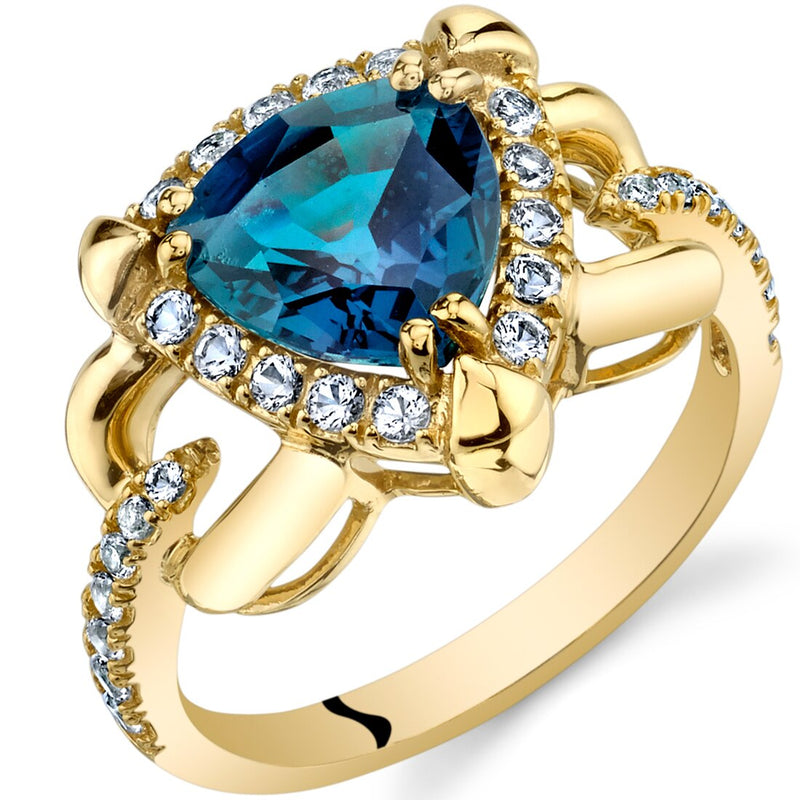 Created Alexandrite Homage Ring in 14K Yellow Gold 2.25 Carats Trillion Shape