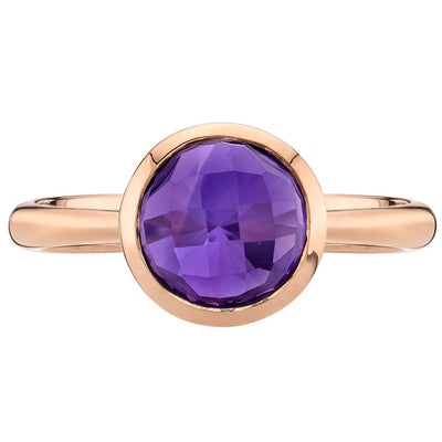 14K Rose Gold Amethyst Solitaire Dome Ring 1.50 Carats