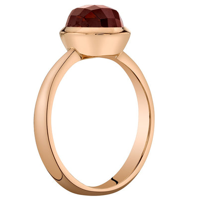 14K Rose Gold Garnet Solitaire Dome Ring 2.50 Carats