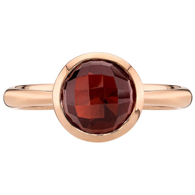 14K Rose Gold Garnet Solitaire Dome Ring 2.50 Carats