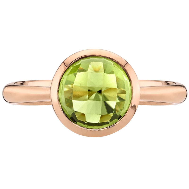 14K Rose Gold Peridot Solitaire Dome Ring 2 Carats