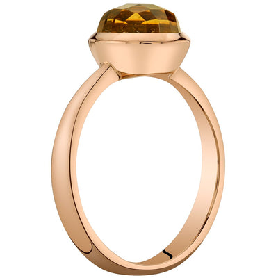 14K Rose Gold Citrine Solitaire Dome Ring 1.50 Carats