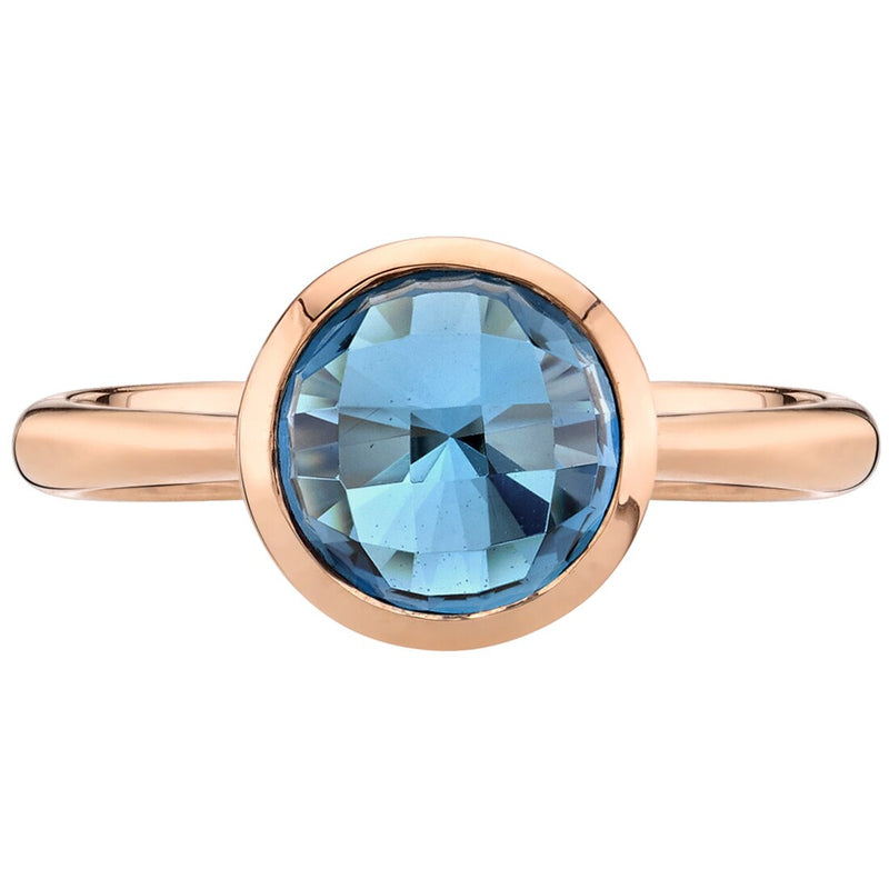 14K Rose Gold London Blue Topaz Solitaire Dome Ring 2 Carats