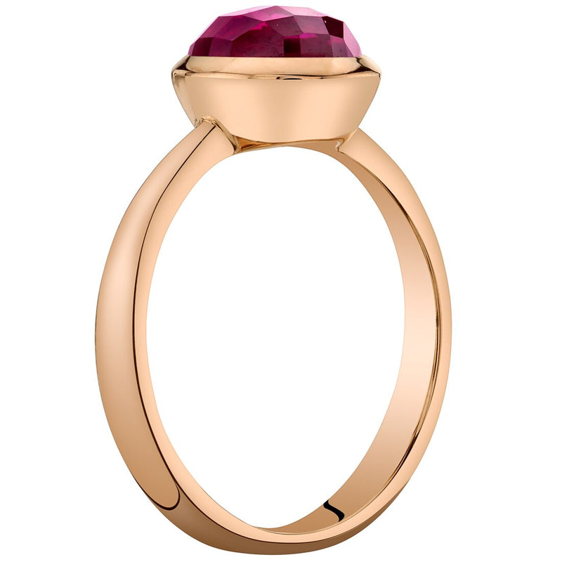 14K Rose Gold Created Ruby Solitaire Dome Ring 2.50 Carats