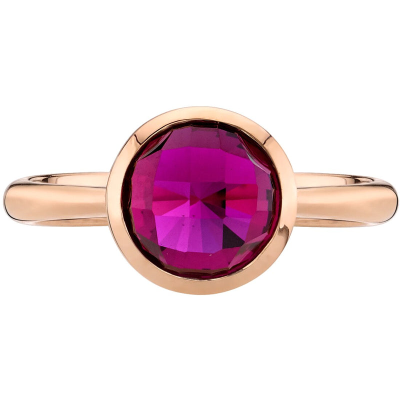 14K Rose Gold Created Ruby Solitaire Dome Ring 2.50 Carats